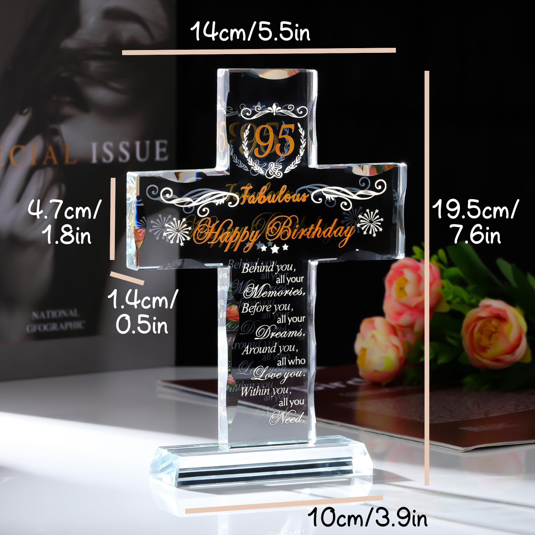 Amazon.com: 95th Birthday Religious Crystal Standing Cross, 95